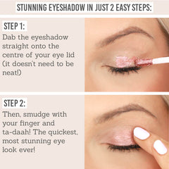 Eye Jewels 24HR Cream Eyeshadow in Rose Gold being applied in just 2 steps
