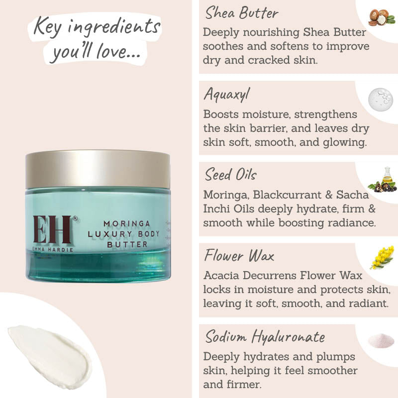 Emma Hardie Moringa Luxury Body Butter – 50 Ml – Reichhaltige Körperpflege Für Intensive Feuchtigkeit & Jugendliche Haut