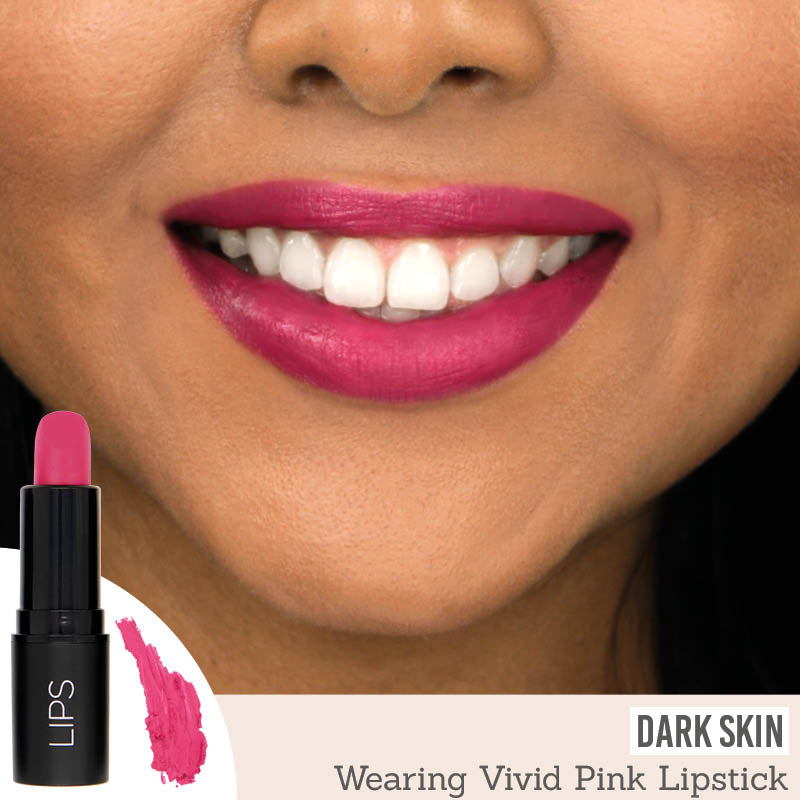 Rageism Beauty Matte Lipstick in Vivid Pink on dark skin