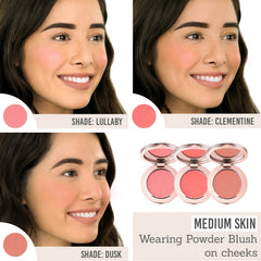 delilah compact powder blushes results on medium skin