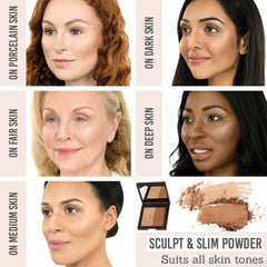 Daniel Sandler Sculpt & Slim Effect Contour Face Powder results on different skin tones