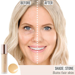 Delilah Take Cover Radiant Cream Concealer before and after results on fair skin