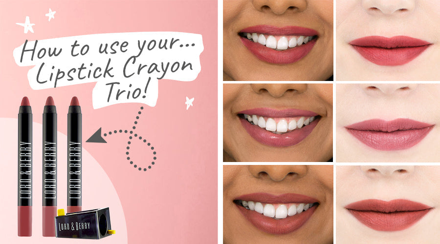 Lord & Berry Lipstick Crayon Trio & Sharpener
