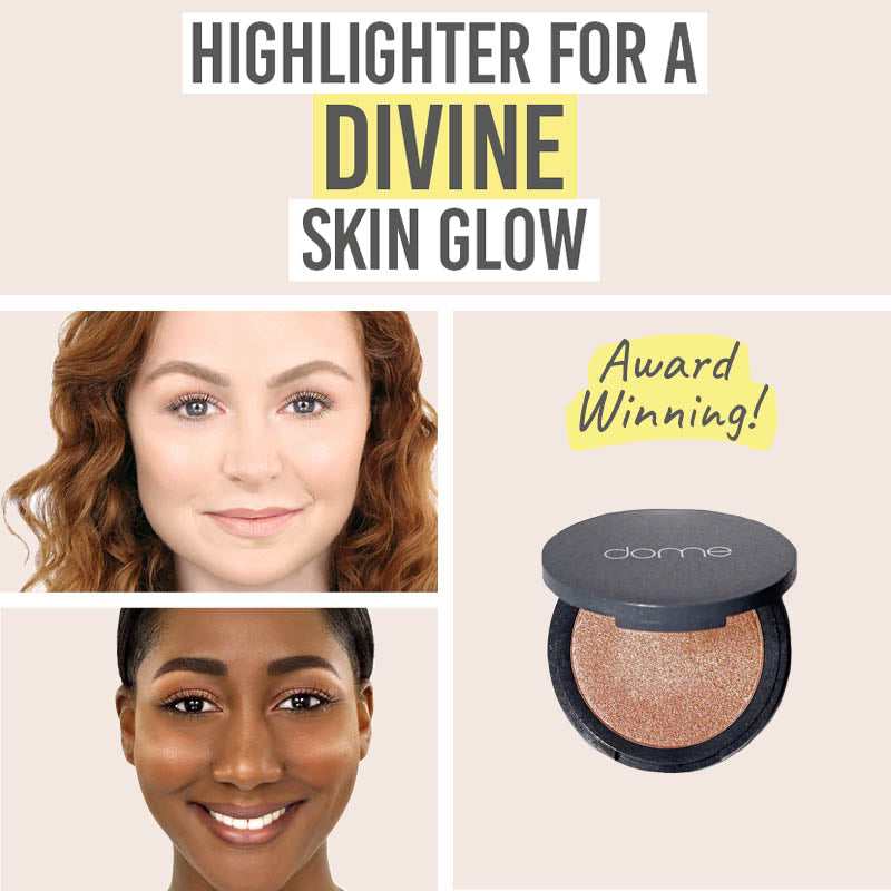 Dome Beauty Luminary Glow Powder Highlighter on different skin tones
