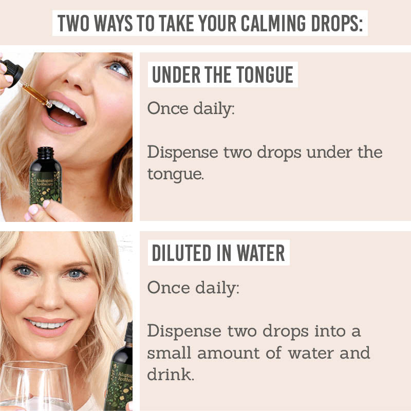 Adaptogenic Apothecary 'Exhale' Glycerite Drops - How to take in two ways - under the tongue or diluted in water