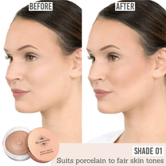 Bellamianta Dreamy Creamy Whipped Bronzer in shade 01 before and after results on porcelain to fair skin