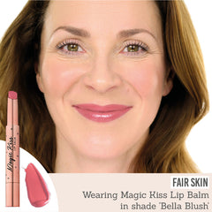 Bellamianta Magic Kiss Lip Balm in Bella Blush on fair skin