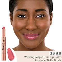 Bellamianta Magic Kiss Lip Balm in Bella Blush on deep skin
