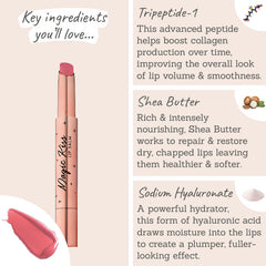 Bellamianta Magic Kiss Lip Balm in Bella Blush Key Ingredients - Tripeptide-1, shea butter, sodium hyaluronate