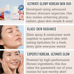 Brynn Pink Camellia Moisturiser & Blue Lotus Elixir Key Benefits - Ultimate glowy Korean skin duo, glass-skin radiance, expertly Korean, ultimate glow