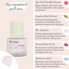Brynn Pink Camellia Moisturiser Key ingredients - Jeju pink camellia extract, angelica root extract, neo squalane, damask rose & fig, hyaluronic acid