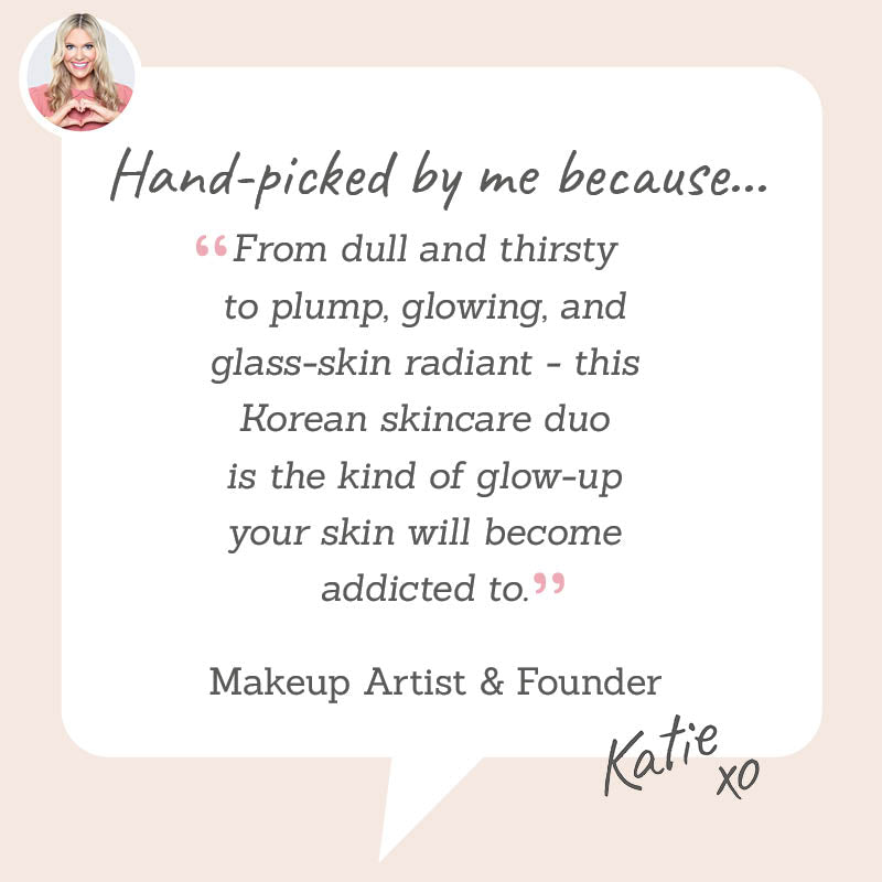 Brynn Pink Camellia Moisturiser & Blue Lotus Elixir Duo - Hand-picked by Katie to transform dull skin into plump & glowy with glass-skin radiance