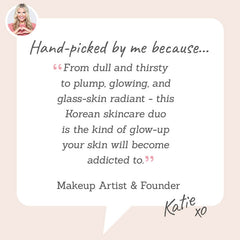 Brynn Pink Camellia Moisturiser & Blue Lotus Elixir Duo - Hand-picked by Katie to transform dull skin into plump & glowy with glass-skin radiance