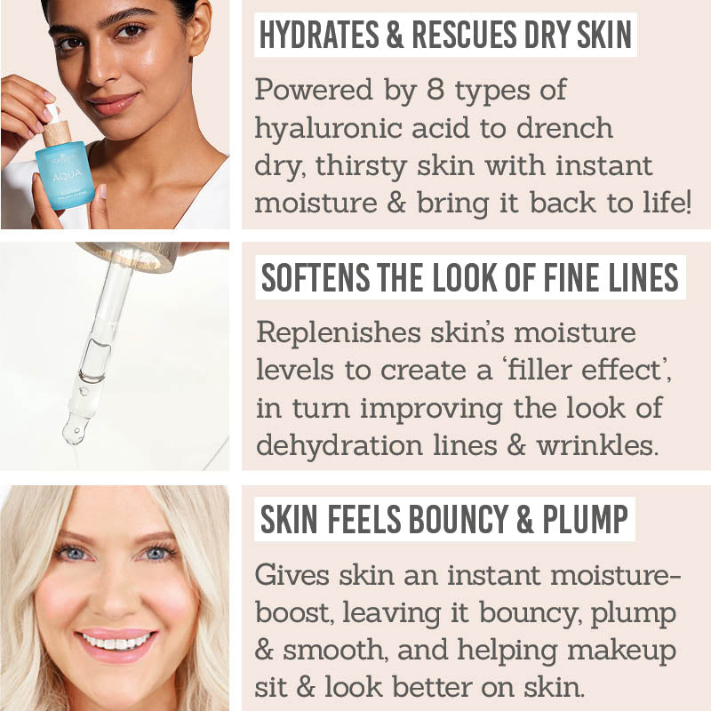 Cocosolis AQUA Filler-Effect Hyaluron Supreme Key Benefits - Hydrates & rescues dry skin, softens look of fine lines, skin feels bouncy & plump
