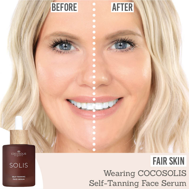 Cocosolis SOLIS Self-Tanning Face Serum on fair skin