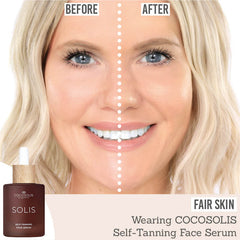 Cocosolis SOLIS Self-Tanning Face Serum on fair skin