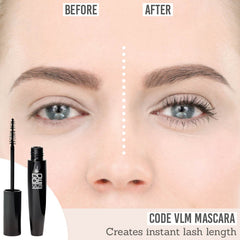 CODE Beautiful VLM Mascara before and after results on porcelain skin