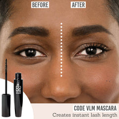 CODE Beautiful VLM Mascara before and after results on deep skin