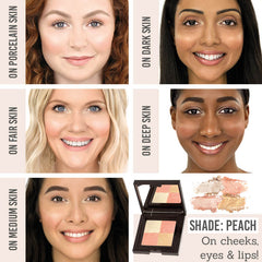 Daniel Sandler Illuminating Face Powder in shade Peach on different skin tones
