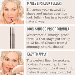 Benefits of Delilah Long Wear Retractable Lip Liner in Naked, Buff & Pout