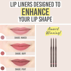 Delilah Long Wear Retractable Lip Liner in Naked, Buff & Pout