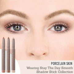 Delilah Stay the Day Smooth Shadow Stick Collection on porcelain skin