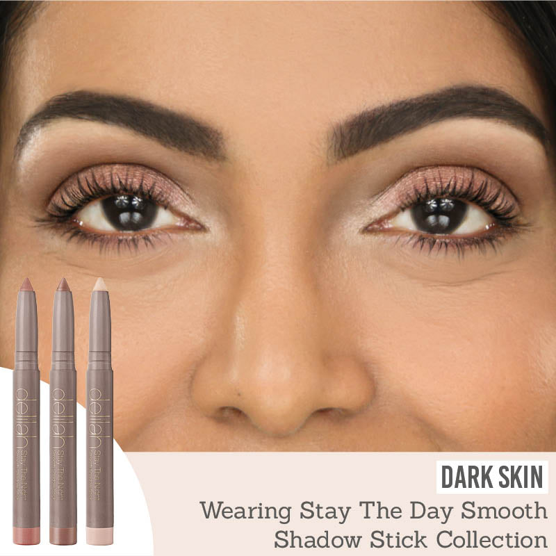 Delilah Stay the Day Smooth Shadow Stick Collection on dark skin