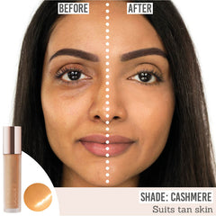 Delilah Take Cover Radiant Cream Concealer before and after results on dark skin