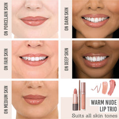 Delilah Warm Nude Lip Wardrobe Collection on different skin tones