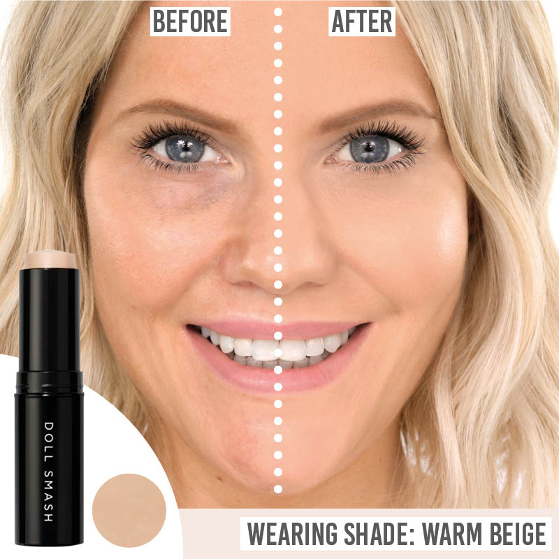 Doll Smash Stay Fierce Foundation Stick wearing shade warm beige