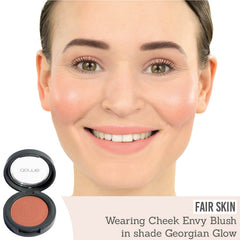 Dome Beauty Cheek Envy Blush in Georgian Glow on fair skin