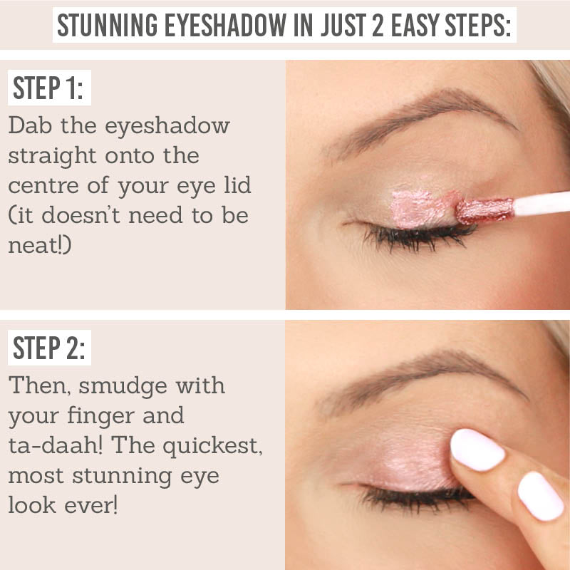 Eye Jewels 24HR Cream Eyeshadow in Rose Gold being applied in just 2 steps