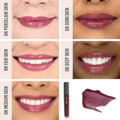 Dome Beauty Hydralust Lip Gloss in Frida on different skin tones