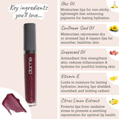 Dome Beauty Hydralust Lip Gloss in Frida key ingredients