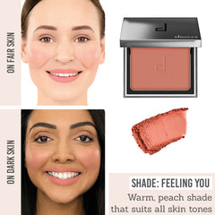 Doucce Cheek Blush in shade 'Feeling You' on different skin tones