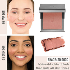 Doucce Cheek Blush in shade 'So Good' on different skin tones