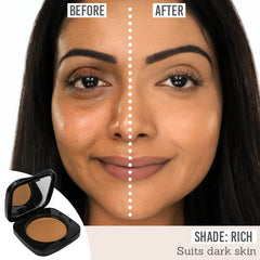 Emani Deluxe Creme Foundation before and after results on dark skin