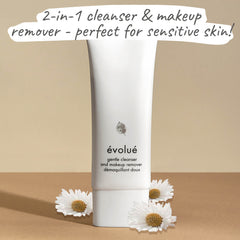 Katie holding the Evolue Gentle Cleanser & Makeup Remover