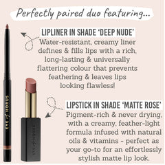 Eye of Horus Matte Rose Lipstick and Deep Nude Lip Liner Duo features