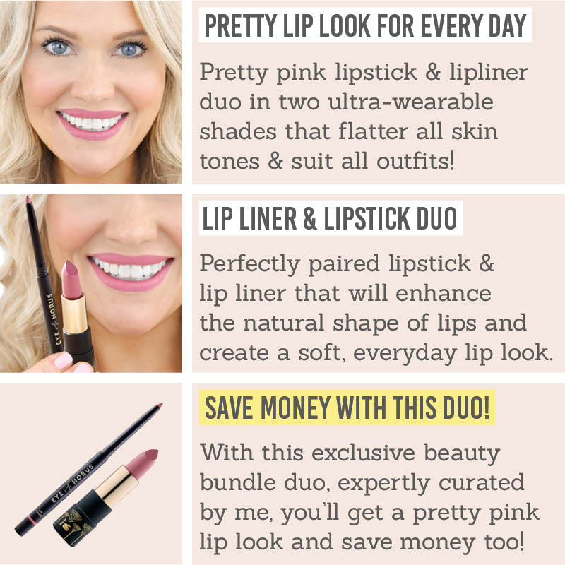Benefits of Eye of Horus Pretty Pink Lip Duo in 'Sacred Hibiscus' Lip Liner & 'Athena Blush' Lipstick