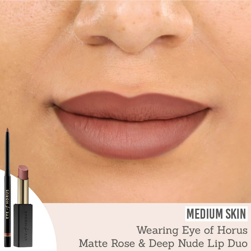 Eye of Horus Matte Rose Lipstick and Deep Nude Lip Liner Duo