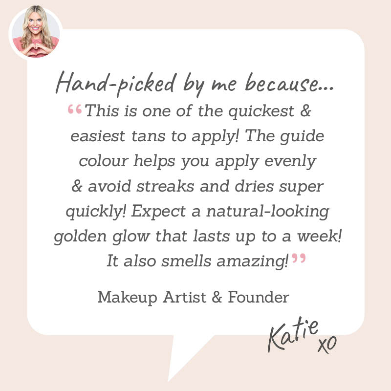 He-Shi Express Liquid Tan - Hand-picked by Katie as one of the quickest & easiest tans to apply, guide colour to help avoid streaks for a natural glow lasting up to a week!