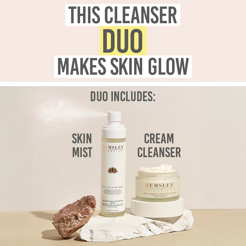Hemsley Organics Smooth and Hydrate Cream Cleanser and Hydrating Skin Mist Duo