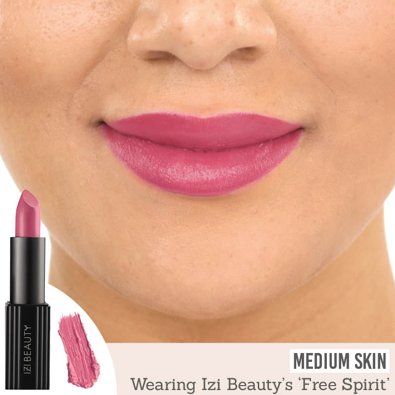 IZI Beauty Empowered Lipstick in Free Spirit on medium skin