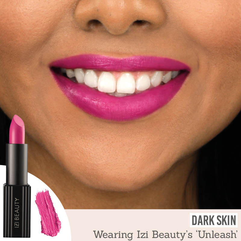 IZI Beauty Empowered Lipstick in shade Unleash on dark skin