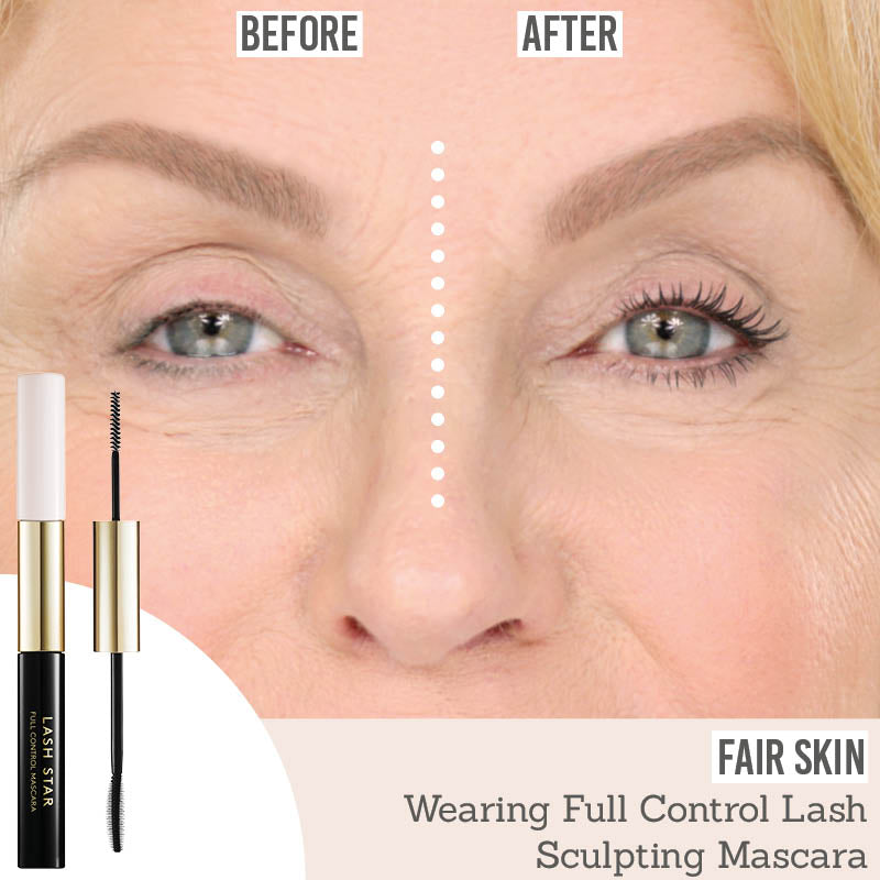 Lash Star Full Control Mascara before and after results on fair skin