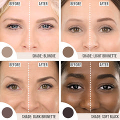 Lithe Nano Fill Brow Pencil before and after on different hair colour