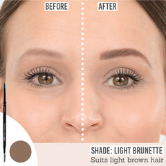 Lithe Nano Fill Brow Pencil in shade Light Brunette before and after results to suit light brown hair