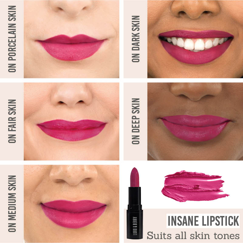 Lord & Berry ABSOLUTE Lipstick in shade Insane results on different skin tones