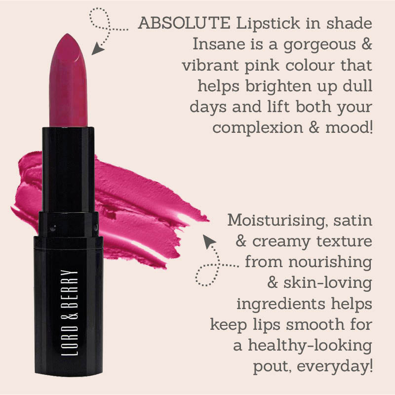 Lord & Berry ABSOLUTE Lipstick in shade Insane features